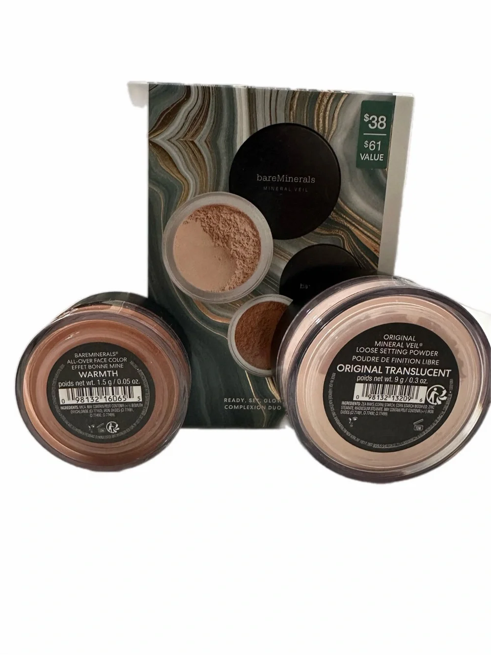 bareMinerals Ready, Set, Glow Complexion Duo Mineral Veil + Warmth Bronzer NWT